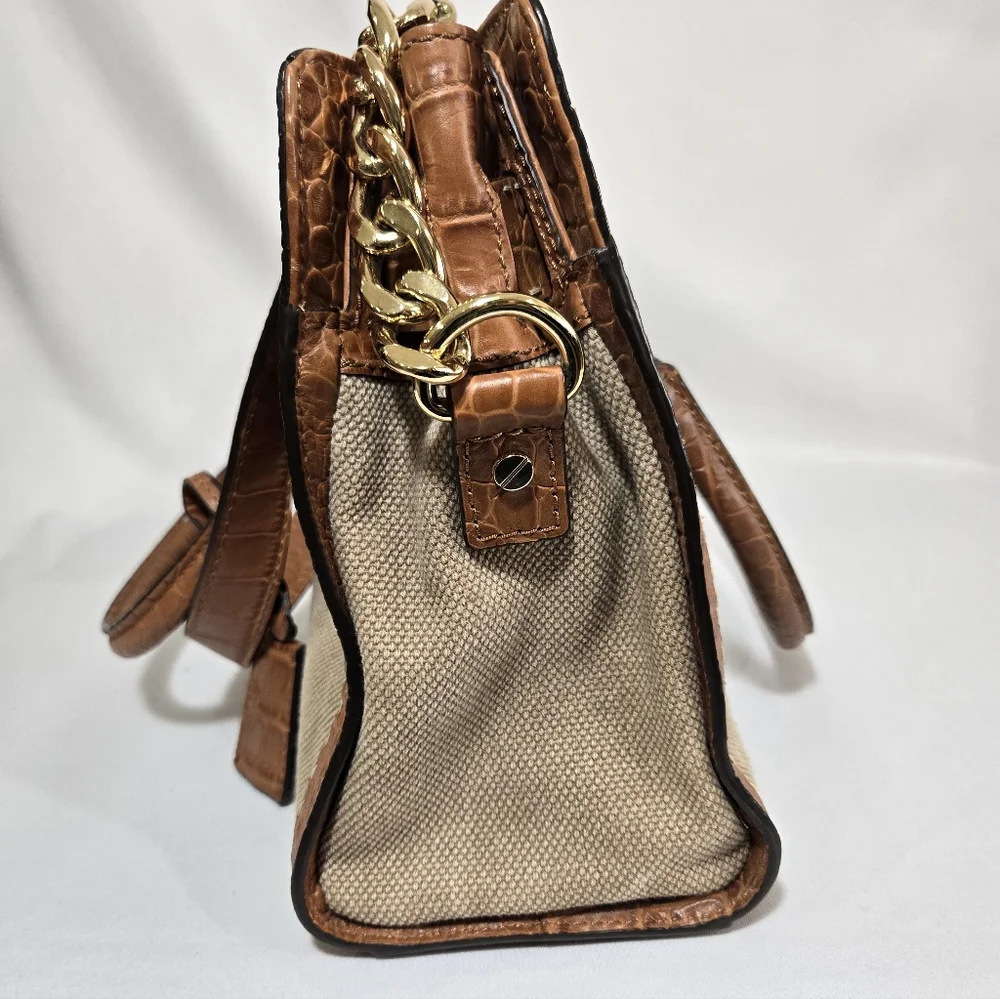 Michael Michael Kors Hamilton Pick Stitch Hemp EW Satchel Canvas Purse